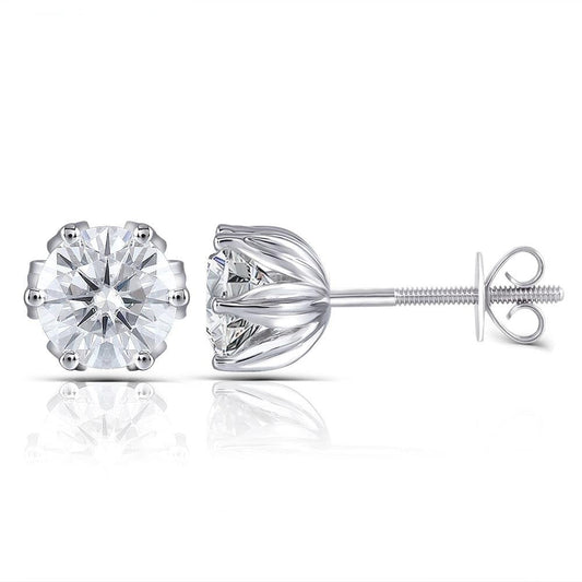 14k White Gold Flower Moissanite Earrings 2ctw Moissanite Engagement Rings & Jewelry | Luxus Moissanite