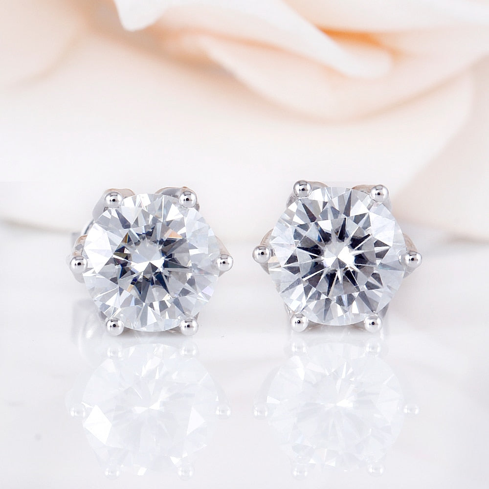 14k White Gold Flower Moissanite Earrings 2ctw Moissanite Engagement Rings & Jewelry | Luxus Moissanite