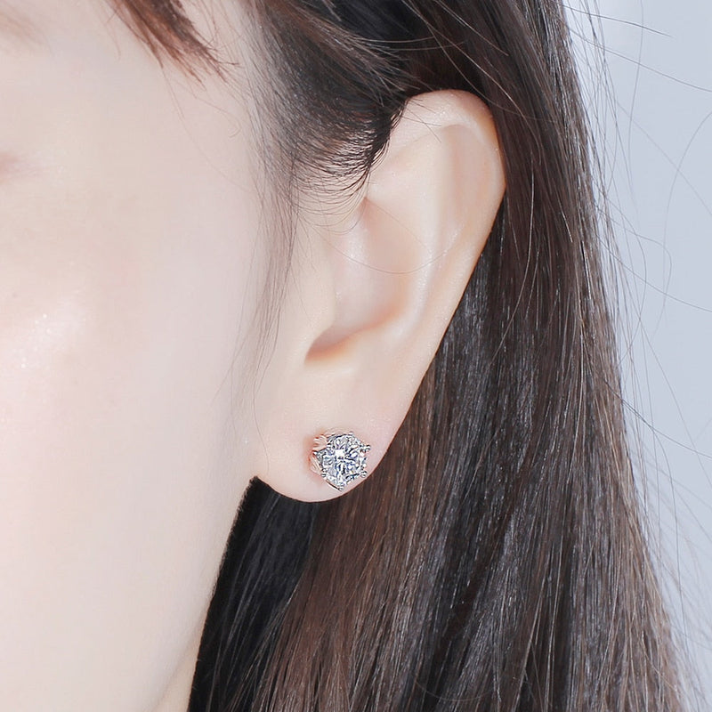 14k White Gold Flower Moissanite Earrings 2ctw Moissanite Engagement Rings & Jewelry | Luxus Moissanite