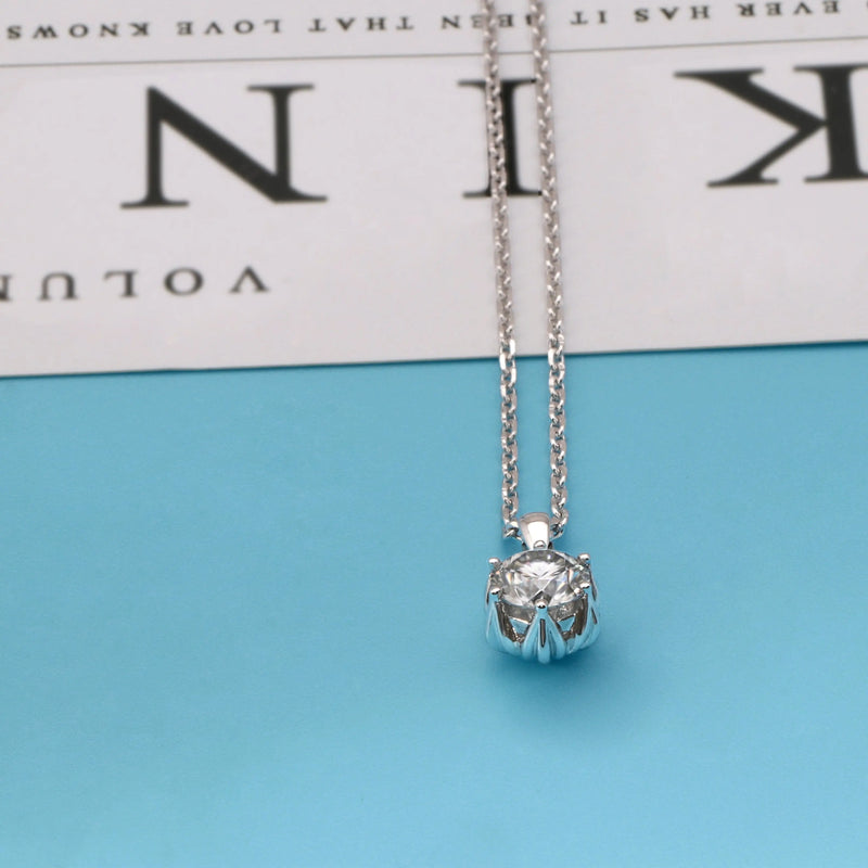 14k White Gold Flower Moissanite Necklace 1ct Moissanite Engagement Rings & Jewelry | Luxus Moissanite