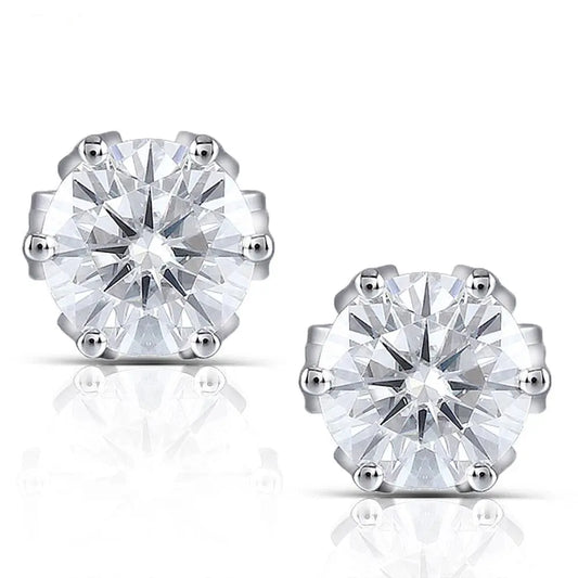 14k White Gold Flower Shaped Stud Moissanite Earrings 2ctw Moissanite Engagement Rings & Jewelry | Luxus Moissanite