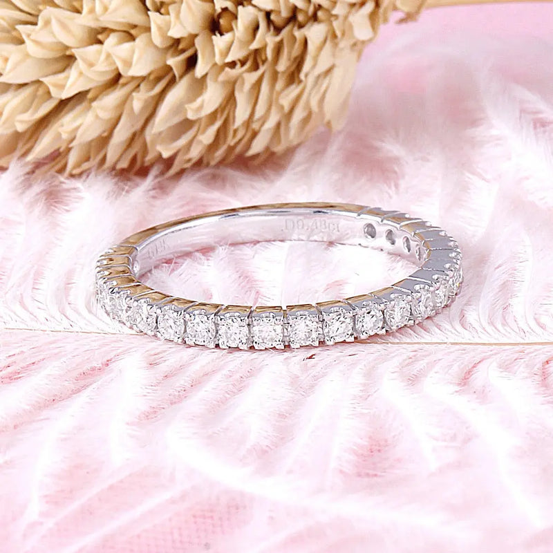 14k White Gold Half Eternity / Anniversary Ring 0.48ct Total Moissanite Engagement Rings & Jewelry | Luxus Moissanite