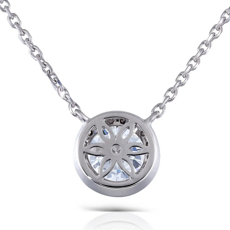 14k White Gold Halo Moissanite Necklace 1ct Moissanite Engagement Rings & Jewelry | Luxus Moissanite