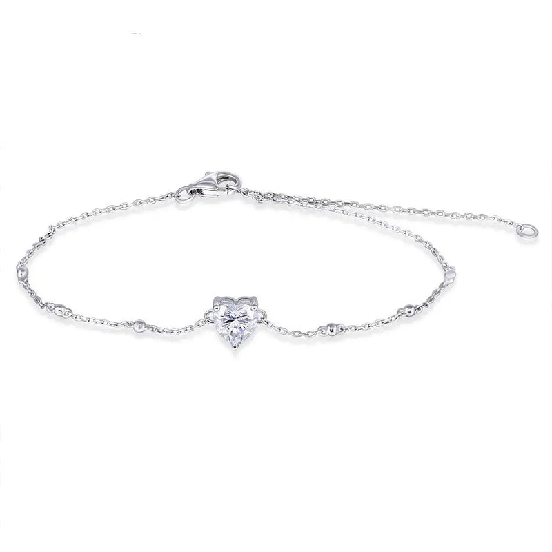 14k White Gold Heart Shaped Moissanite Bracelet 1ct Moissanite Engagement Rings & Jewelry | Luxus Moissanite