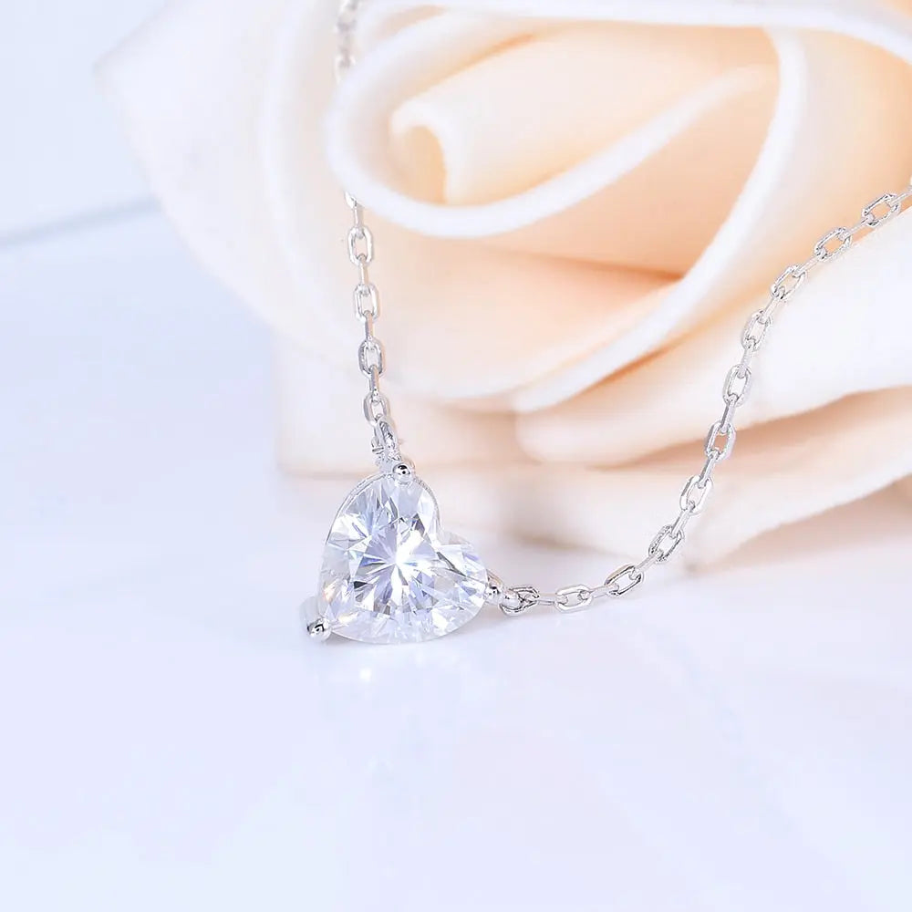 14k White Gold Heart Shaped Moissanite Necklace 1ct Moissanite Engagement Rings & Jewelry | Heart Shaped Necklace
| Luxus Moissanite