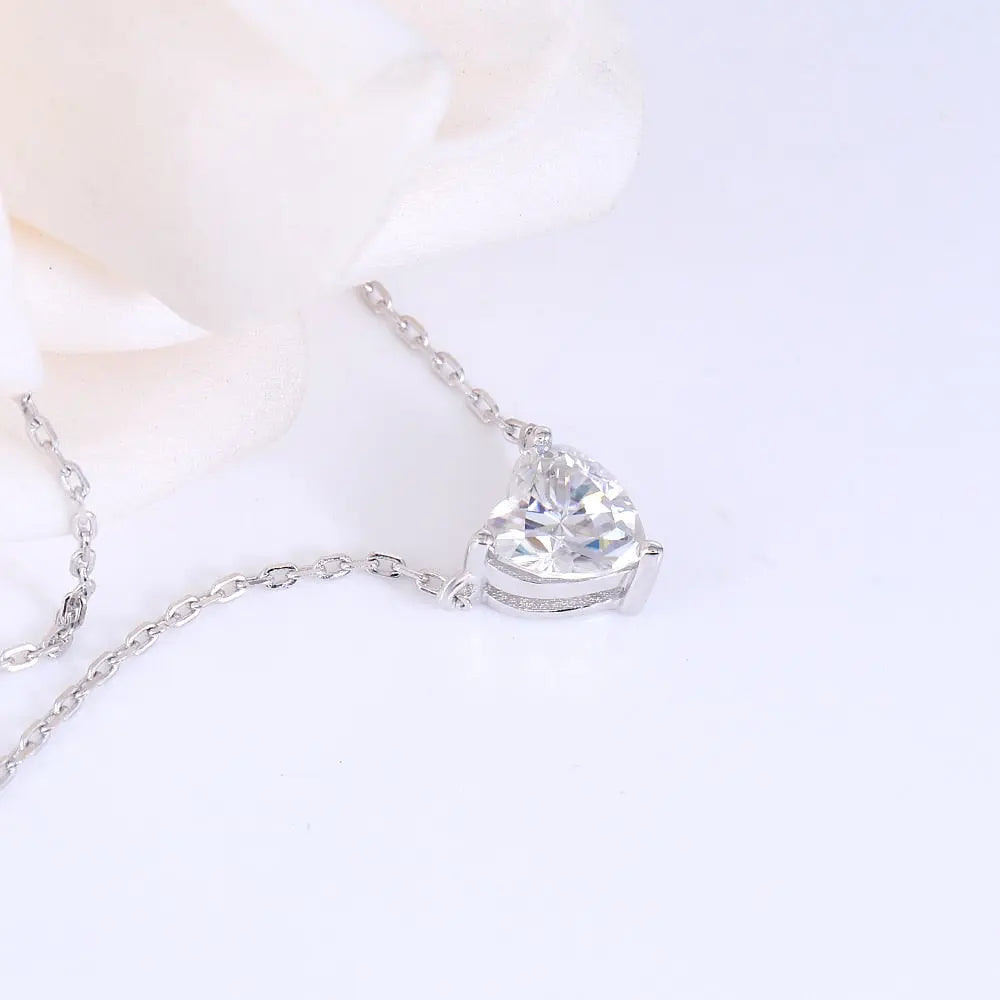 14k White Gold Heart Shaped Moissanite Necklace 1ct Moissanite Engagement Rings & Jewelry | Heart Shaped Necklace
| Luxus Moissanite