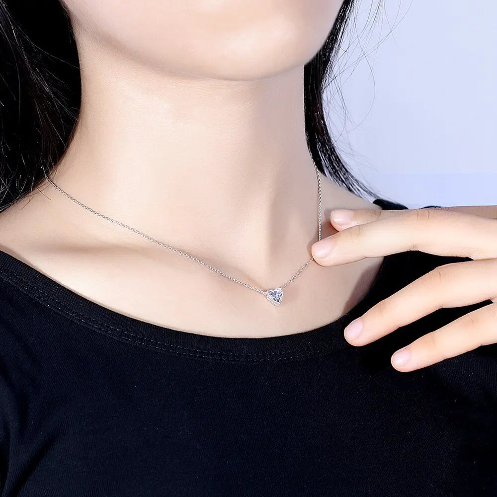 14k White Gold Heart Shaped Moissanite Necklace 1ct Moissanite Engagement Rings & Jewelry | Heart Shaped Necklace
| Luxus Moissanite