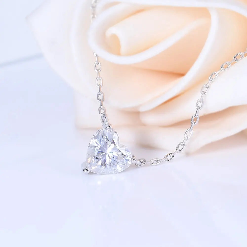 14k White Gold Heart Shaped Moissanite Necklace 1ct Moissanite Engagement Rings & Jewelry | Heart Shaped Necklace
| Luxus Moissanite