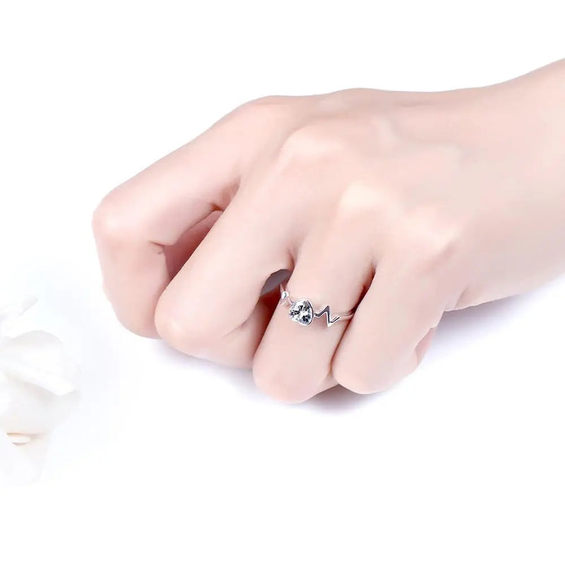 14k White Gold Heartbeat Moissanite Ring 0.7ct Moissanite Engagement Rings & Jewelry | Luxus Moissanite