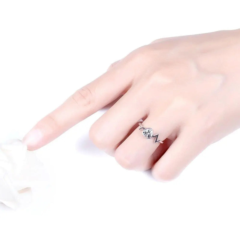14k White Gold Heartbeat Moissanite Ring 0.7ct Moissanite Engagement Rings & Jewelry | Luxus Moissanite