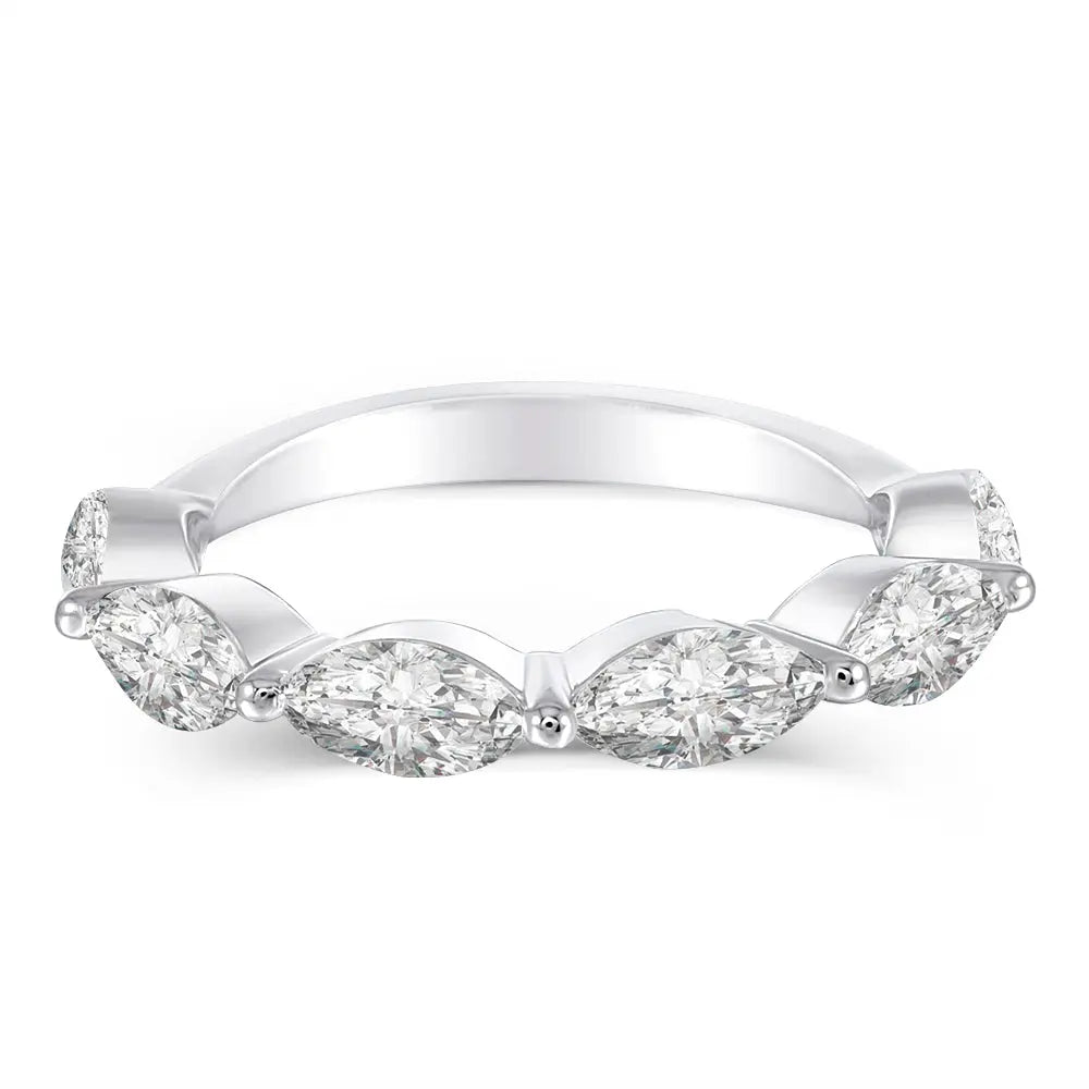 14k White Gold Marquise Cut Moissanite Anniversary Ring 1.5ct Total Moissanite Engagement Rings & Jewelry | Luxus Moissanite | Marquise Cut Ring