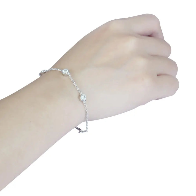 14k White Gold Moissanite Bracelet 0.75ctw Moissanite Engagement Rings & Jewelry | Luxus Moissanite