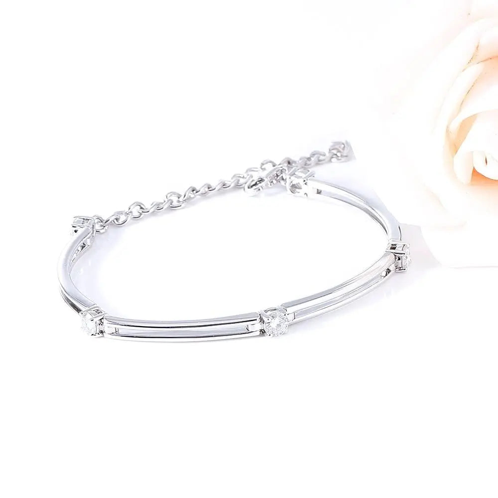 14k White Gold Moissanite Bracelet 5 Stone 1.25ctw Moissanite Engagement Rings & Jewelry | Luxus Moissanite | Buy the Best 5 Stone Bracelet Today!