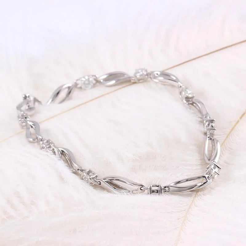 14k White Gold Moissanite Bracelet 9 Stone 0.9ctw Moissanite Engagement Rings & Jewelry | Luxus Moissanite