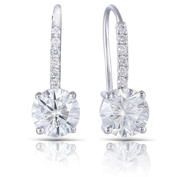14k White Gold Moissanite Drop Earrings 2.12ctw Moissanite Engagement Rings & Jewelry | Luxus Moissanite