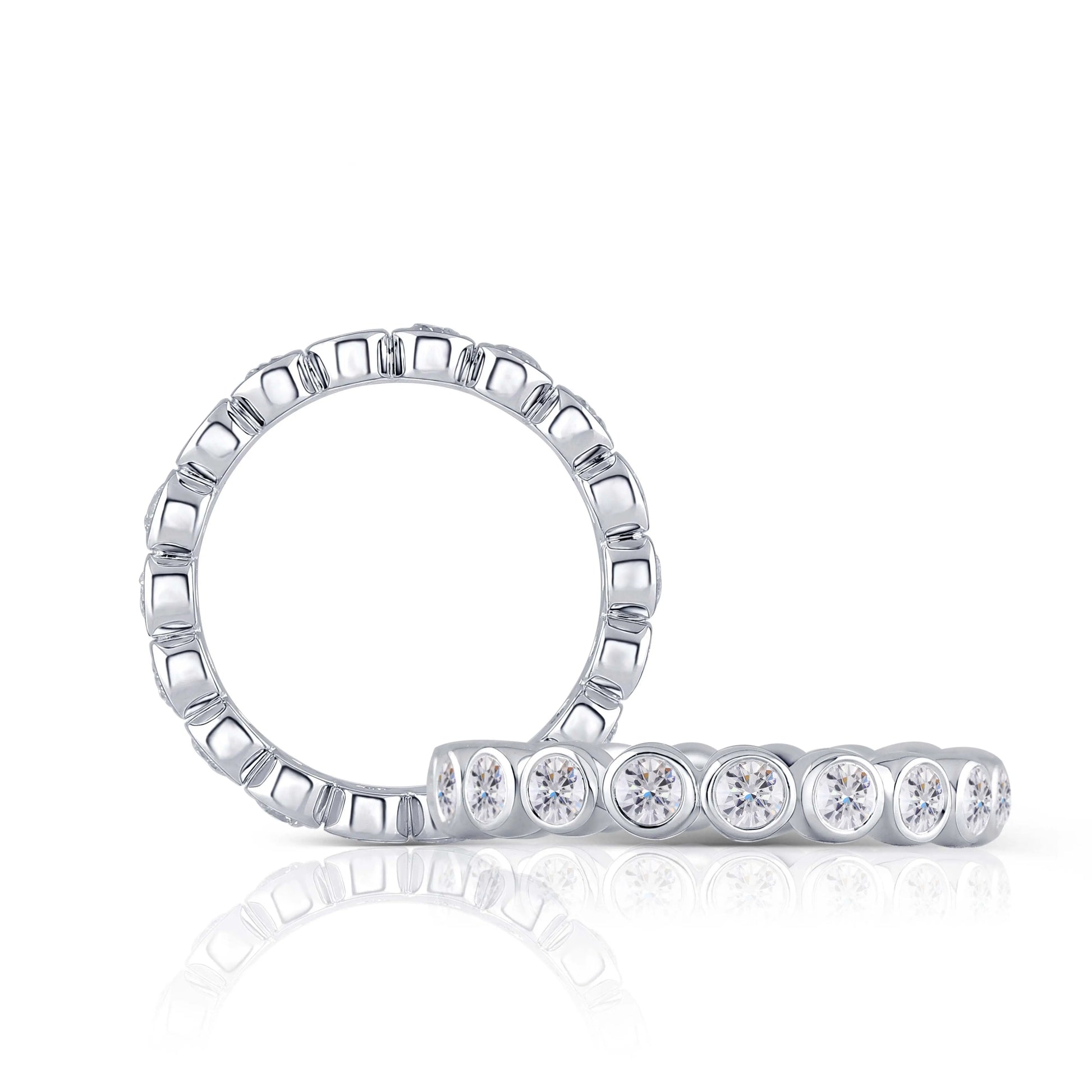 14k White Gold Moissanite Eternity Ring 1.08ct Total Moissanite Engagement Rings & Jewelry | Luxus Moissanite | 14k White Gold Moissanite Eternity Ring Thin 1.08ct Total