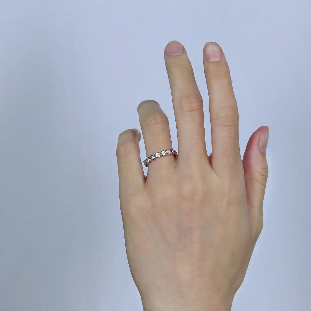 14k White Gold Moissanite Eternity Ring 1.08ct Total Moissanite Engagement Rings & Jewelry | Luxus Moissanite | 14k White Gold Moissanite Eternity Ring Thin 1.08ct Total