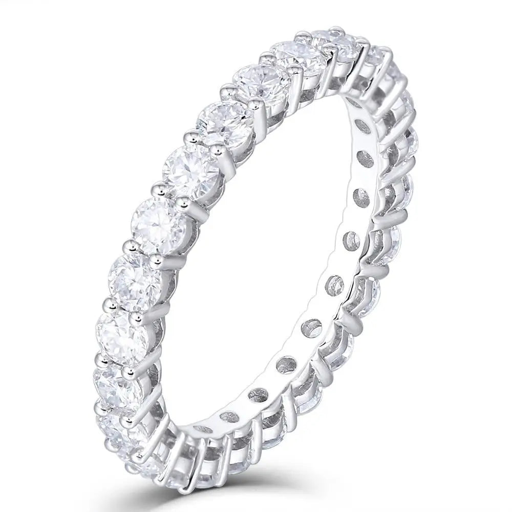 14k White Gold Moissanite Eternity Ring 1.2ct-1.8ct Total Moissanite Engagement Rings & Jewelry | Luxus Moissanite | Beautiful Eternity Ring