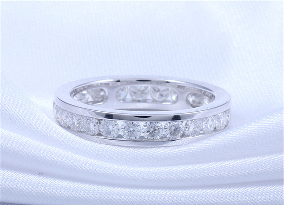 14k White Gold Moissanite Eternity Ring 1.6ct Total Moissanite Engagement Rings & Jewelry | Luxus Moissanite