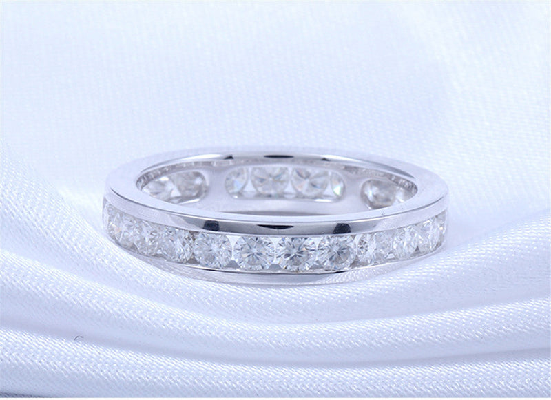 14k White Gold Moissanite Eternity Ring 1.6ct Total Moissanite Engagement Rings & Jewelry | Luxus Moissanite