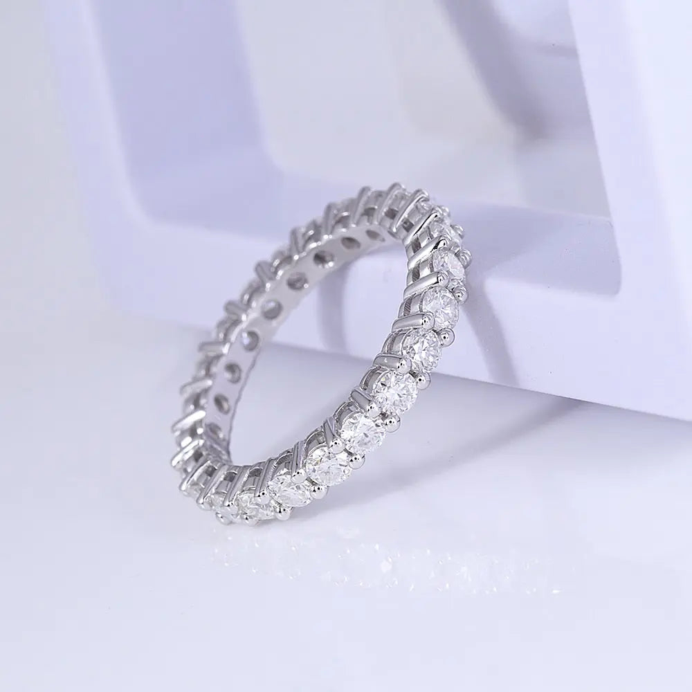 14k White Gold Moissanite Eternity Ring Approx 1.5 Carat Total Moissanite Engagement Rings & Jewelry | Best Wedding Ring Jewelers | Luxus Moissanite