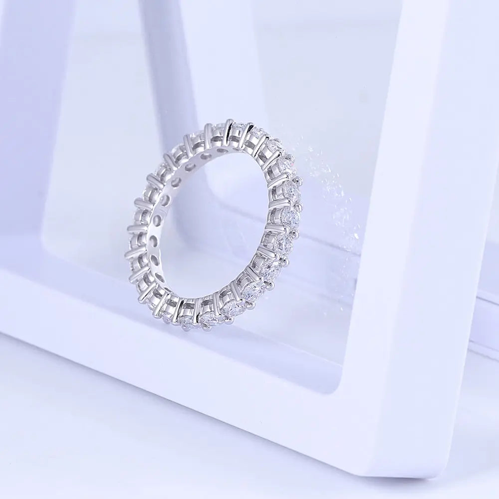 14k White Gold Moissanite Eternity Ring Approx 1.5 Carat Total Moissanite Engagement Rings & Jewelry | Luxus Moissanite