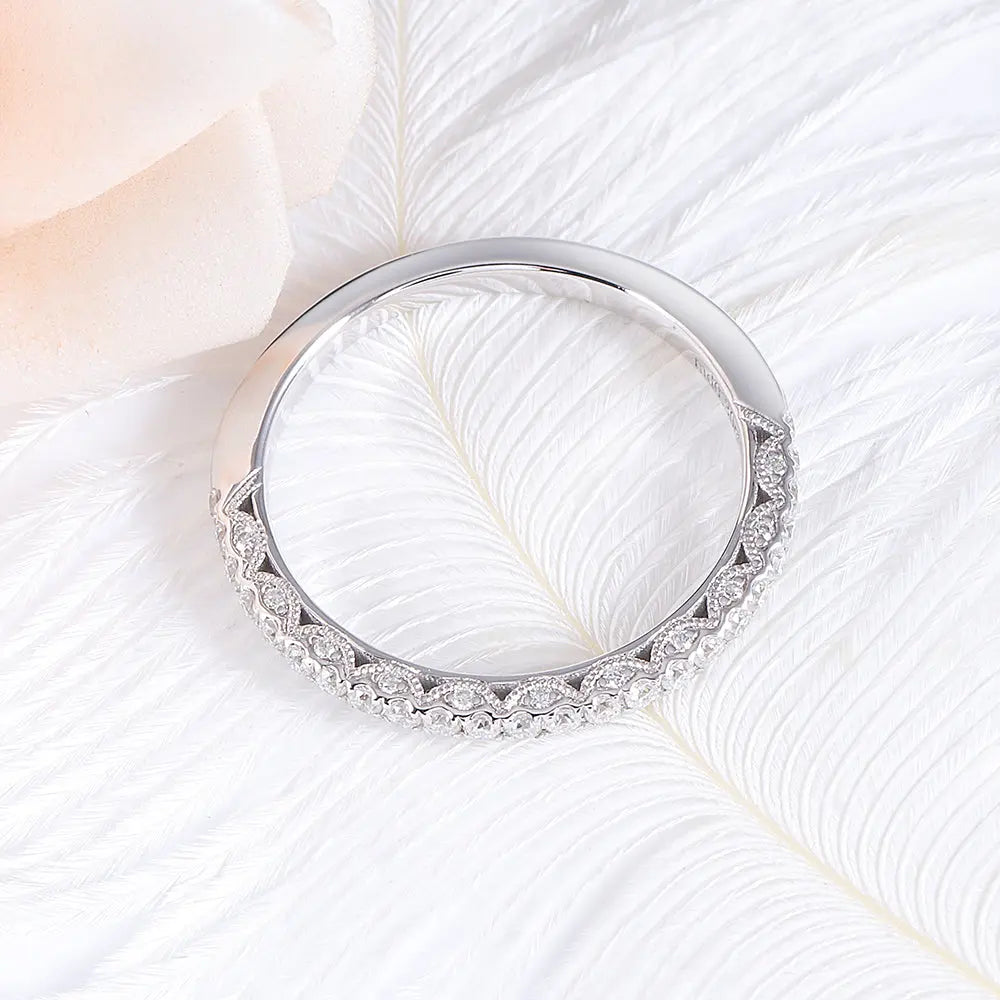 14k White Gold Moissanite Half Eternity / Anniversary Band 0.29ct Moissanite Engagement Rings & Jewelry | Luxus Moissanite | Half Eternity Band White Gold