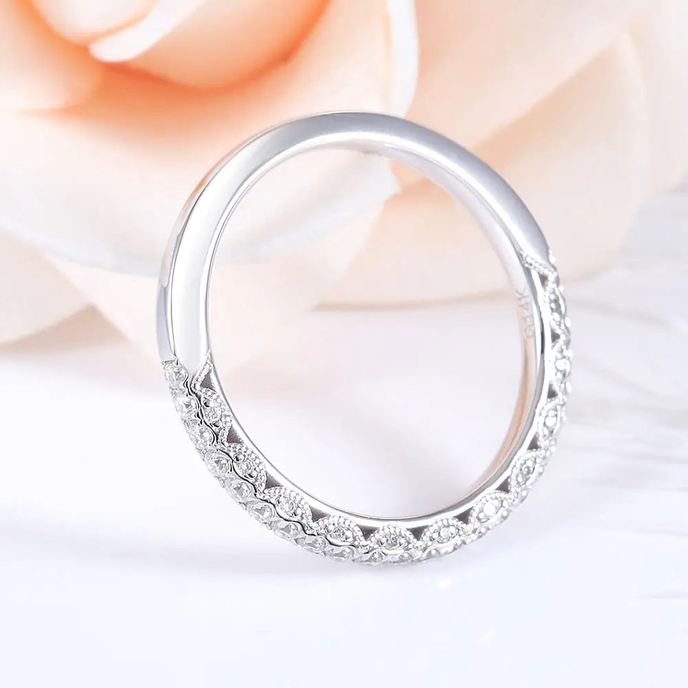 14k White Gold Moissanite Half Eternity / Anniversary Band 0.29ct Moissanite Engagement Rings & Jewelry | Luxus Moissanite | Half Eternity Band White Gold