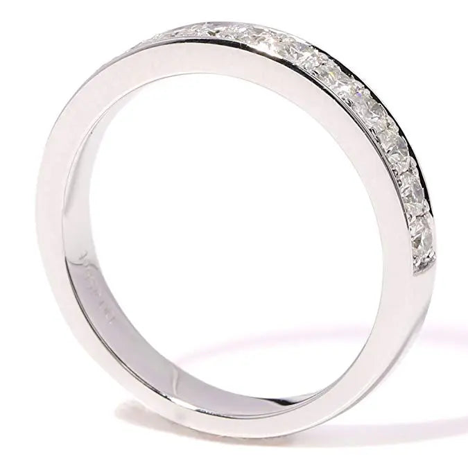 14k White Gold Moissanite Half Eternity / Wedding Band 0.45ct Total Moissanite Engagement Rings & Jewelry | Luxus Moissanite