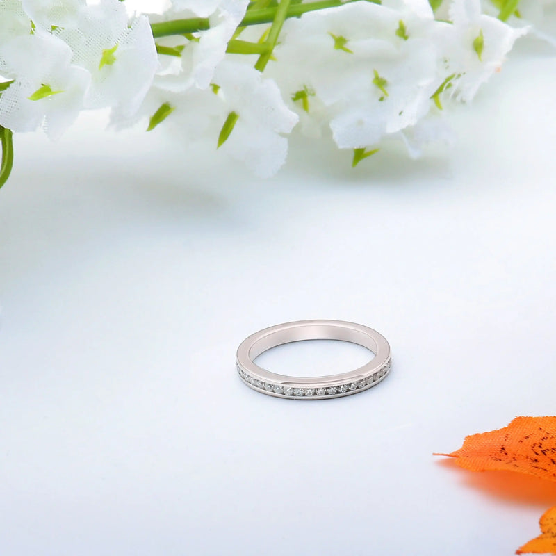 14k White Gold Moissanite Half Eternity Ring / Wedding Band 0.25ct Moissanite Engagement Rings & Jewelry | Luxus Moissanite