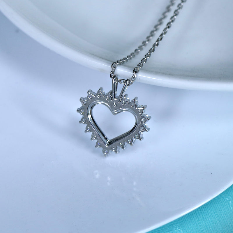 14k White Gold Moissanite Heart Necklace / Pendant 1.3ctw Moissanite Engagement Rings & Jewelry | Luxus Moissanite