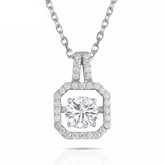 14k White Gold Moissanite Necklace / Pendant 1.34ct Total Moissanite Engagement Rings & Jewelry | Luxus Moissanite / 14k White Gold Chain for Women