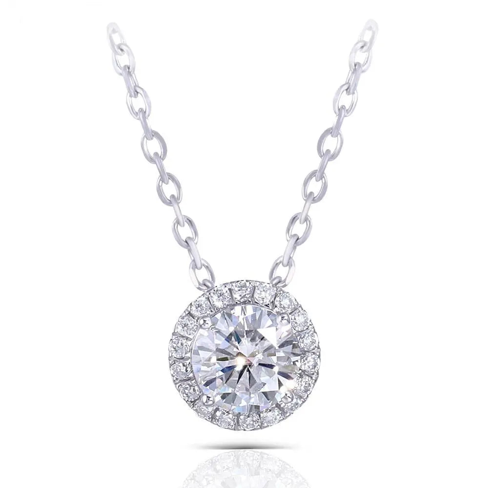 14k White Gold Moissanite Necklace / Pendant 1.3ct Total Moissanite Engagement Rings & Jewelry | White Gold Necklace for Women | Luxus Moissanite