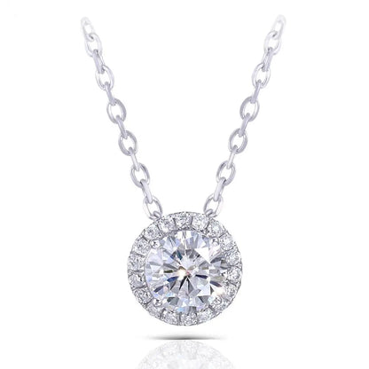 14k White Gold Moissanite Necklace / Pendant 1.3ct Total Moissanite Engagement Rings & Jewelry | White Gold Necklace for Women | Luxus Moissanite