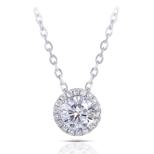 14k White Gold Moissanite Necklace / Pendant 1.3ct Total Moissanite Engagement Rings & Jewelry | White Gold Necklace for Women | Luxus Moissanite