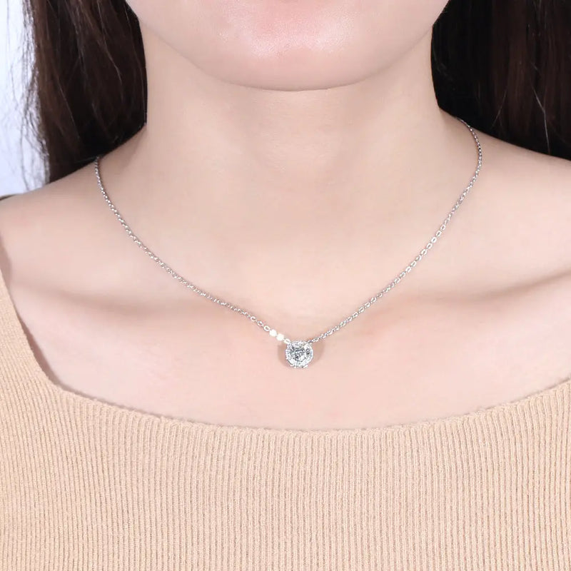 14k White Gold Moissanite Necklace / Pendant 1.3ct Total Moissanite Engagement Rings & Jewelry | Luxus Moissanite