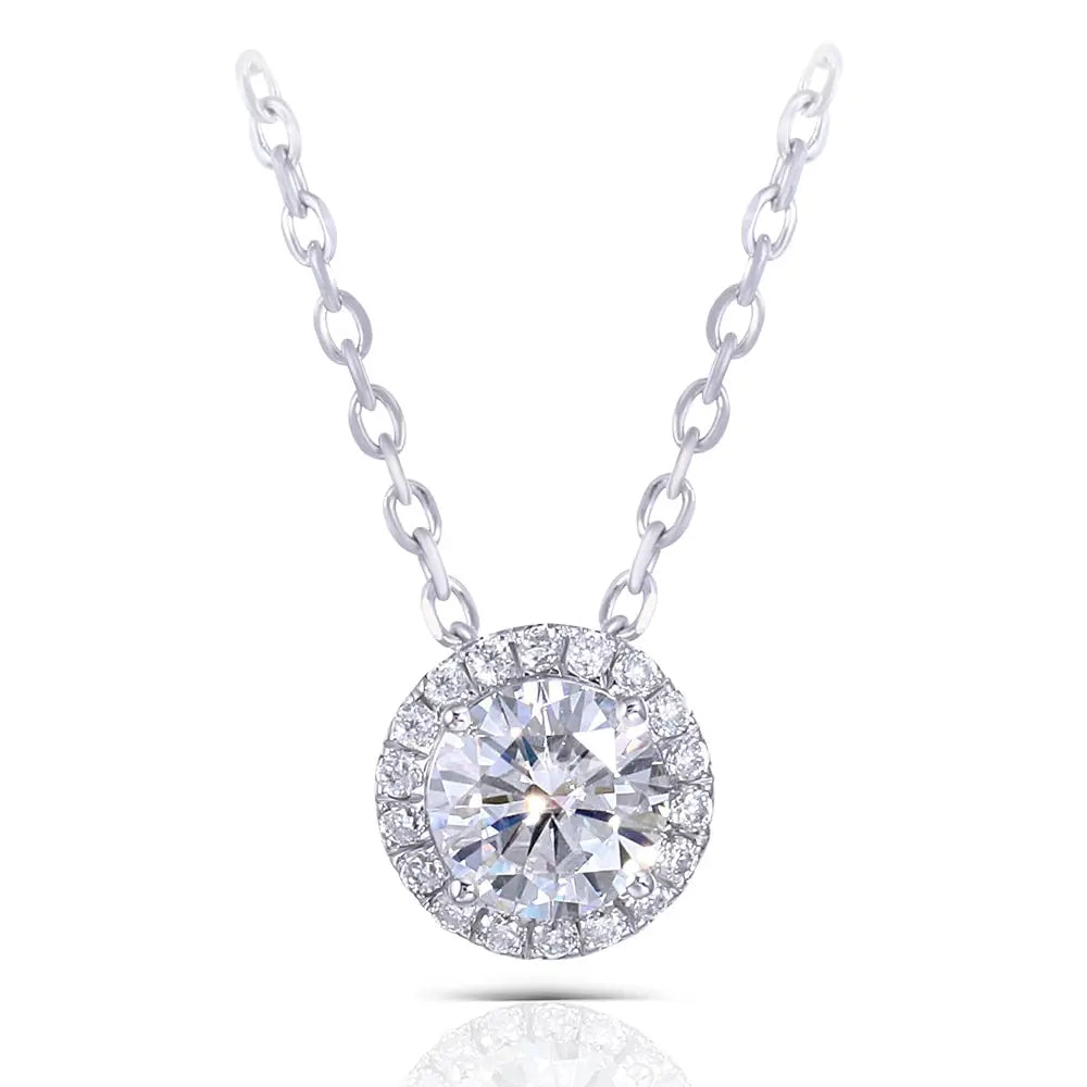 14k White Gold Moissanite Necklace / Pendant 1.3ct Total Moissanite Engagement Rings & Jewelry | Luxus Moissanite