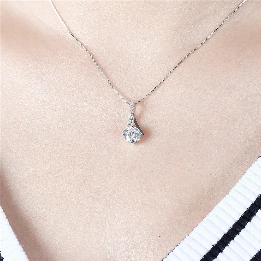 White Gold Moissanite Valentine's Day Necklace for Her / Pendant