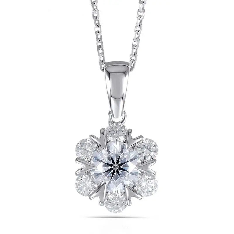 14k White Gold Moissanite Necklace / Pendant 1.6ct Total Moissanite Engagement Rings & Jewelry | Luxus Moissanite