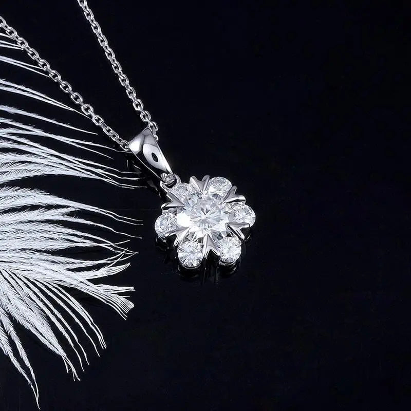 14k White Gold Moissanite Necklace / Pendant 1.6ct Total Moissanite Engagement Rings & Jewelry | Luxus Moissanite