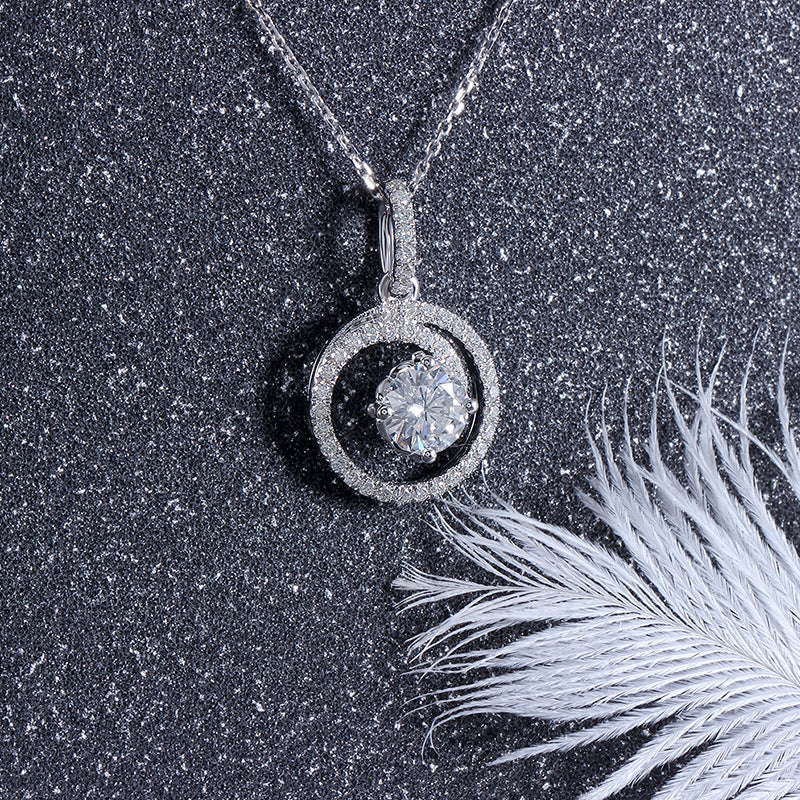 14k White Gold Moissanite Necklace / Pendant 1ct Center Stone Moissanite Engagement Rings & Jewelry | 14k White Gold Jewelry |Luxus Moissanite