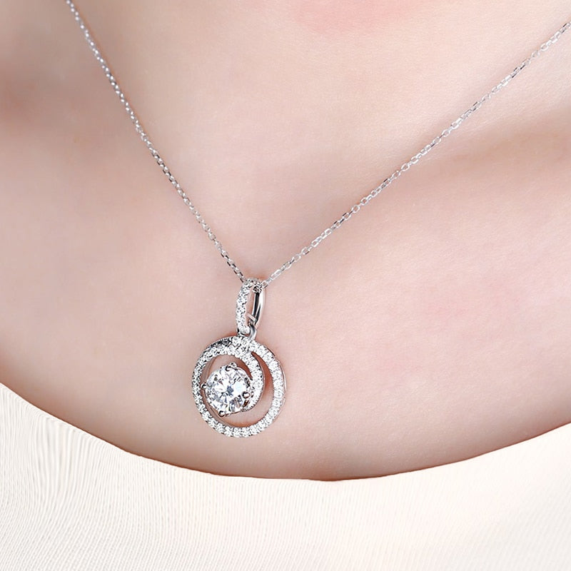 14k White Gold Moissanite Necklace / Pendant 1ct Center Stone Moissanite Engagement Rings & Jewelry | 14k White Gold Jewelry |Luxus Moissanite
