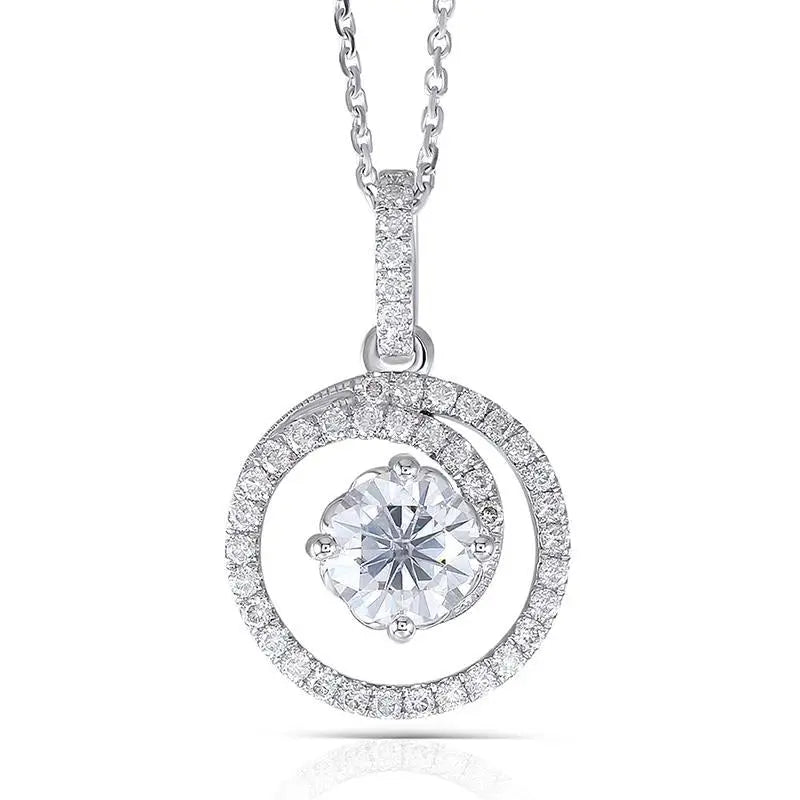 14k White Gold Moissanite Necklace / Pendant 1ct Center Stone Moissanite Engagement Rings & Jewelry | 14k Necklace |Luxus Moissanite