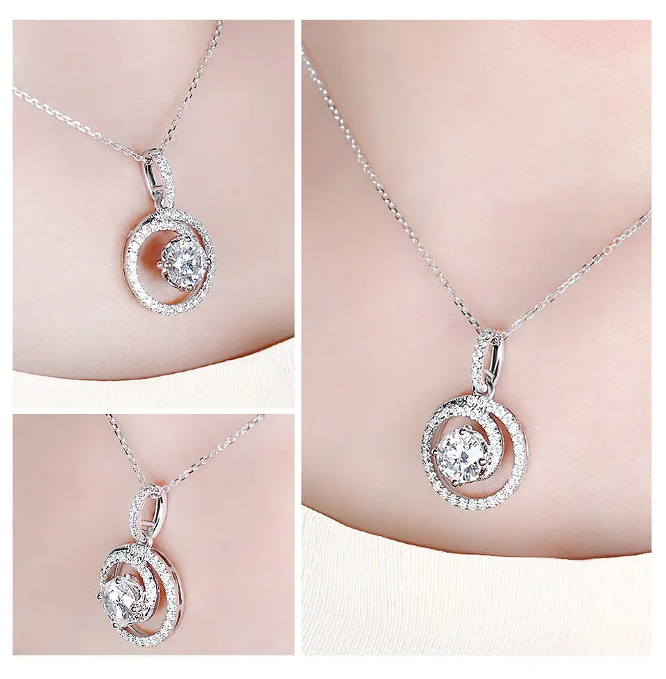 14k White Gold Moissanite Necklace / Pendant 1ct Center Stone Moissanite Engagement Rings & Jewelry | 14k Necklace | Luxus Moissanite