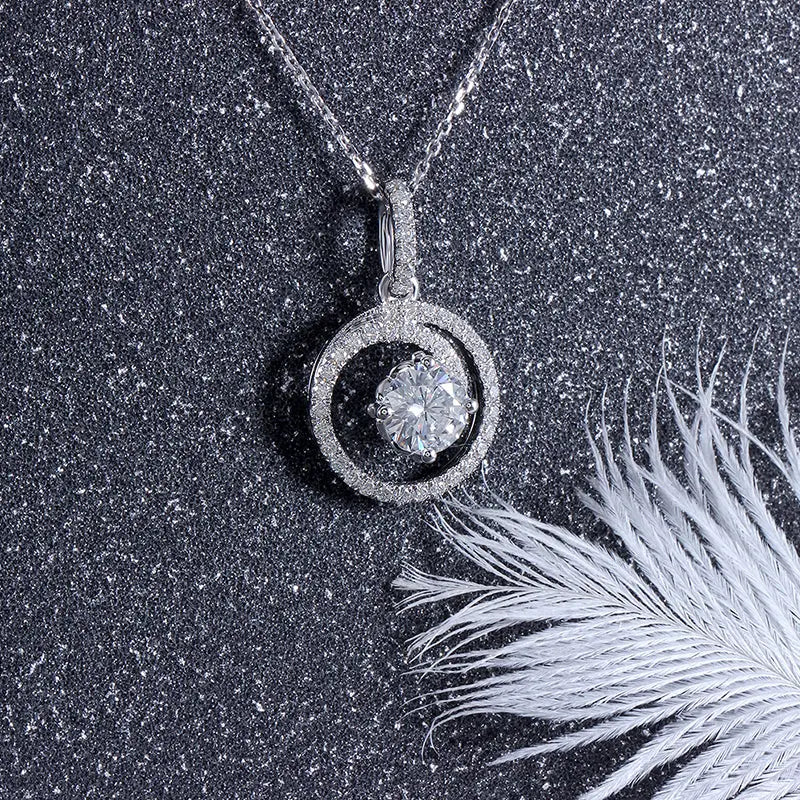14k White Gold Moissanite Necklace / Pendant 1ct Center Stone Moissanite Engagement Rings & Jewelry | 14k Necklace |Luxus Moissanite
