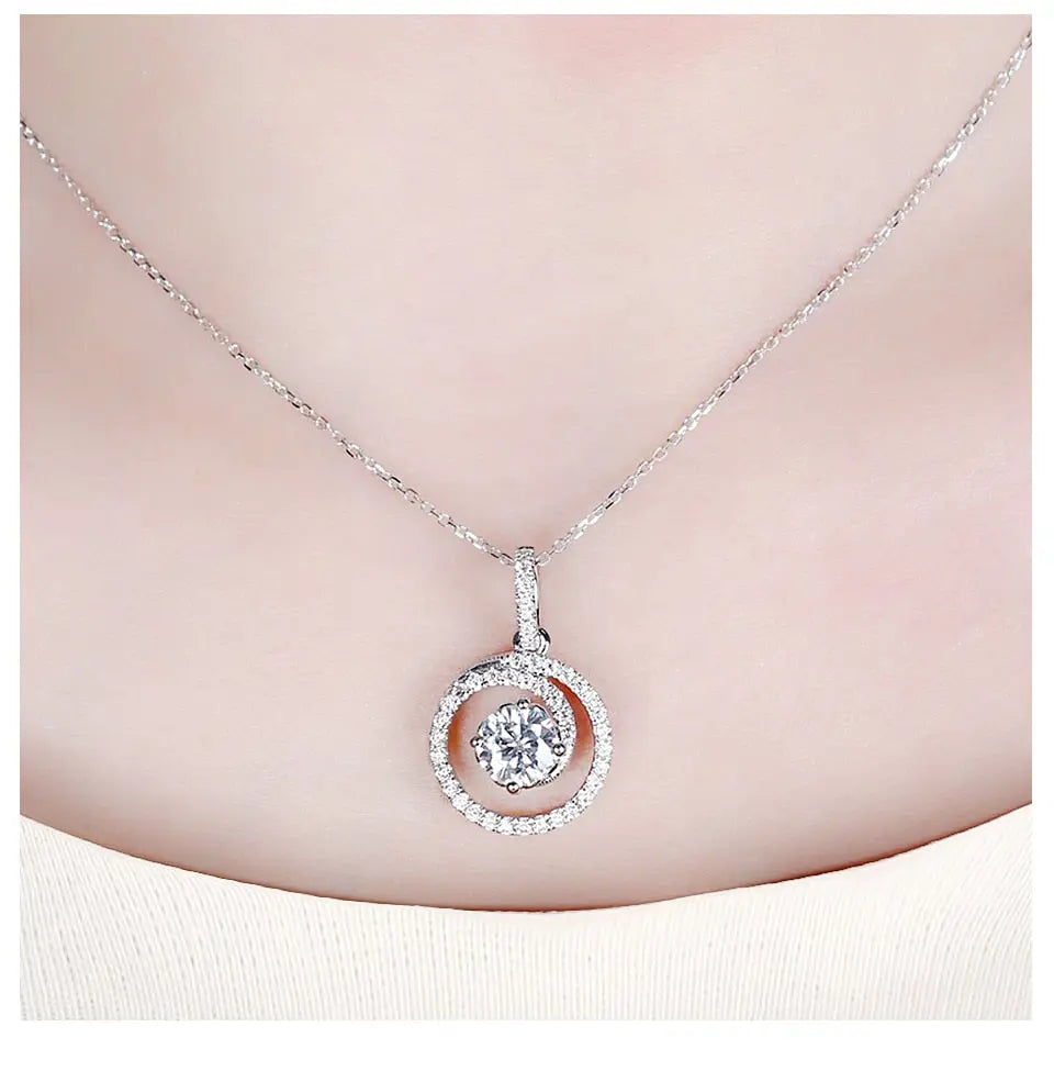 14k White Gold Moissanite Necklace / Pendant 1ct Center Stone Moissanite Engagement Rings & Jewelry | 14k Necklace | Luxus Moissanite