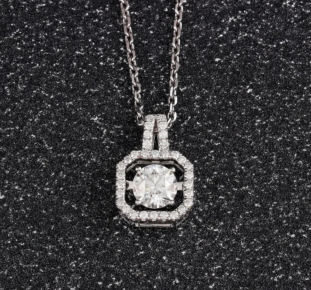 14k White Gold Moissanite Necklace / Pendant 1ct Center Stone Moissanite Engagement Rings & Jewelry | Best Necklace Gift  |Luxus Moissanite