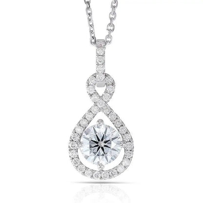 14k White Gold Moissanite Necklace / Pendant 1ct Center Stone Moissanite Engagement Rings & Jewelry | 14k Necklace Chain |Luxus Moissanite