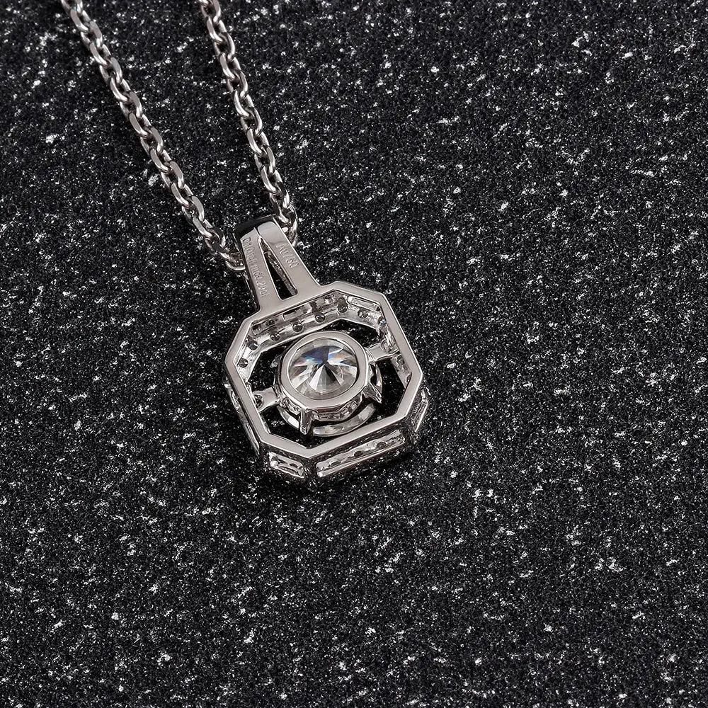 14k White Gold Moissanite Necklace / Pendant 1ct Center Stone Moissanite Engagement Rings & Jewelry | Best Necklace Gift  |Luxus Moissanite