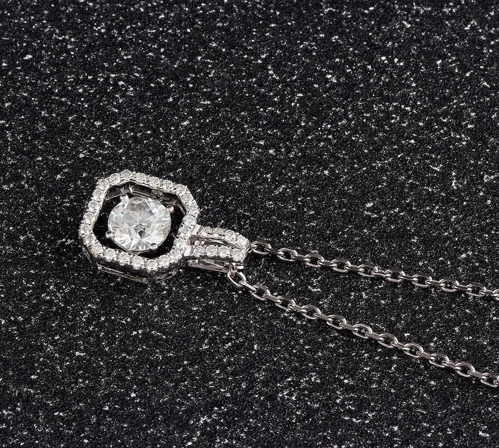 14k White Gold Moissanite Necklace / Pendant 1ct Center Stone Moissanite Engagement Rings & Jewelry | Best Necklace Gift  |Luxus Moissanite